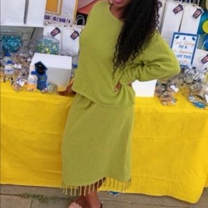 Vintage Bottega Style Two Piece Sweater Skirt set, Size Large